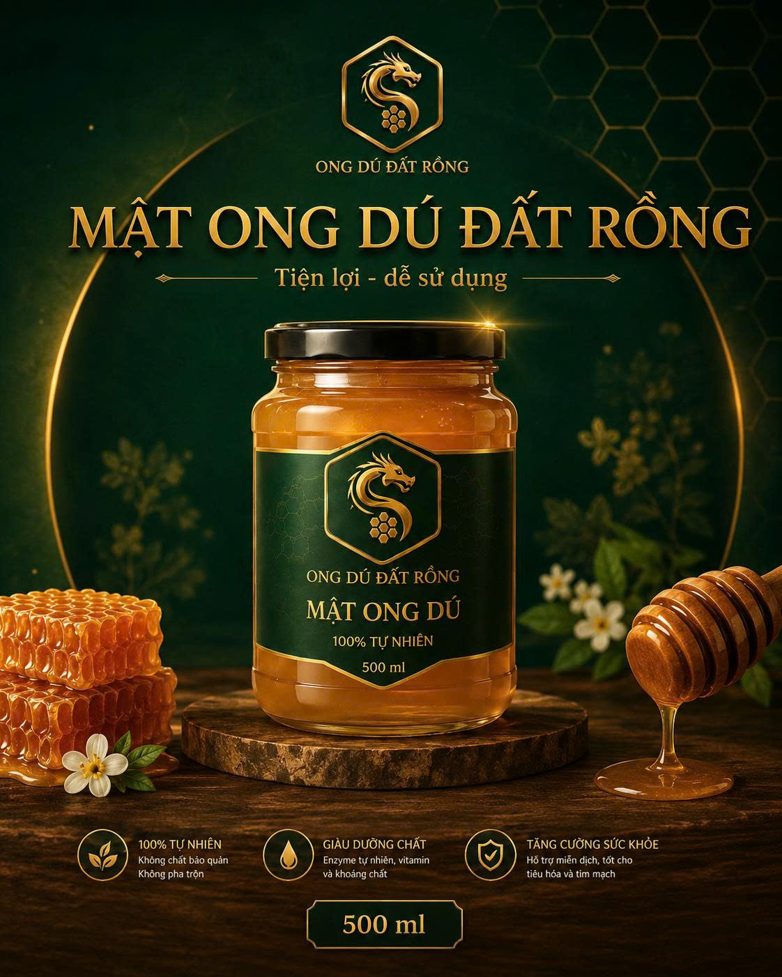 Mật ong dú Đất Rồng 500ml